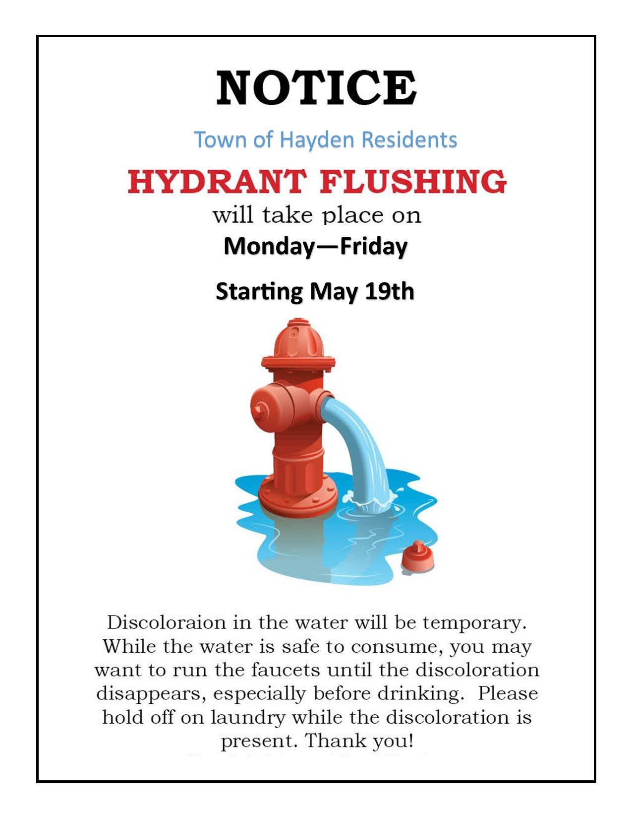 Hydrant flushing flyer.