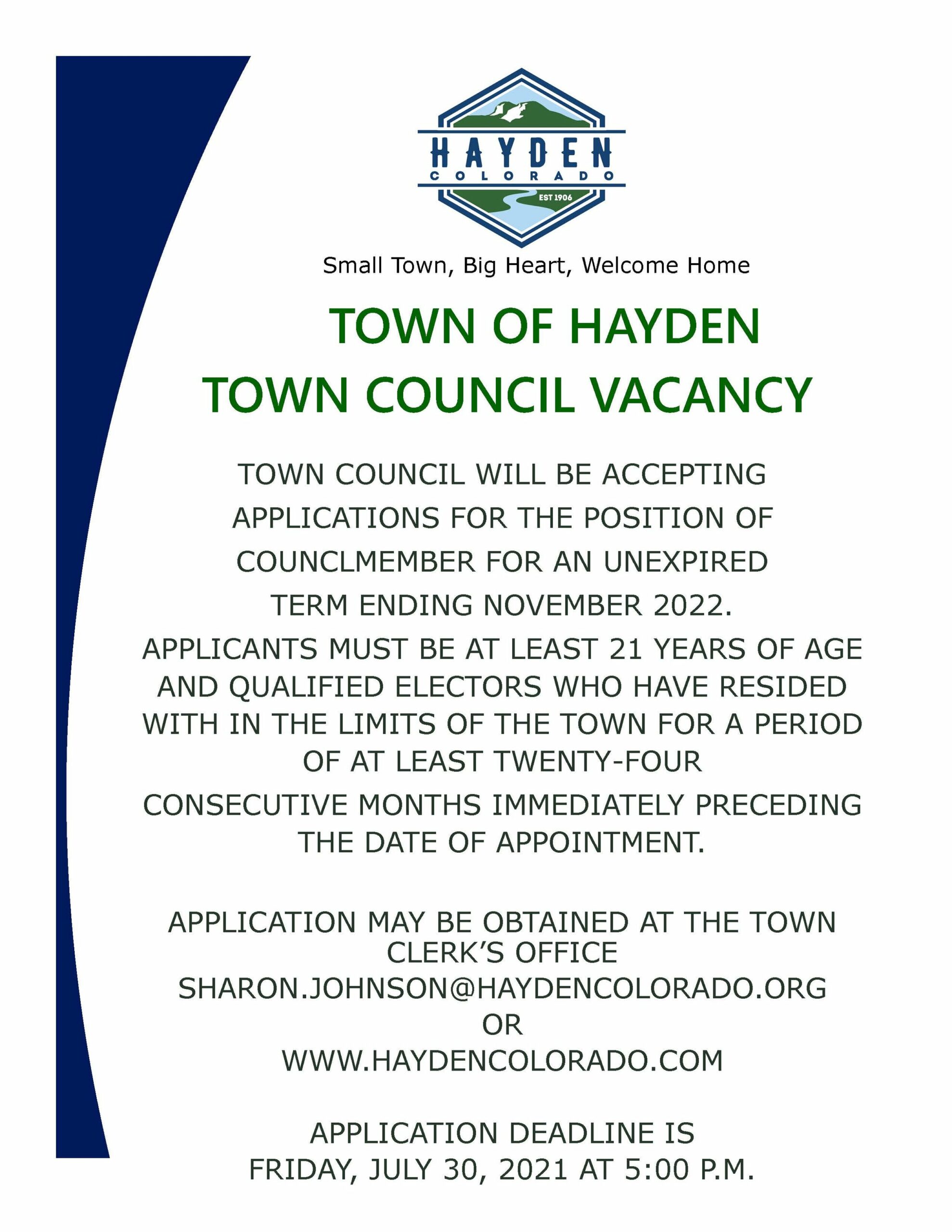 Town council vacancy.
