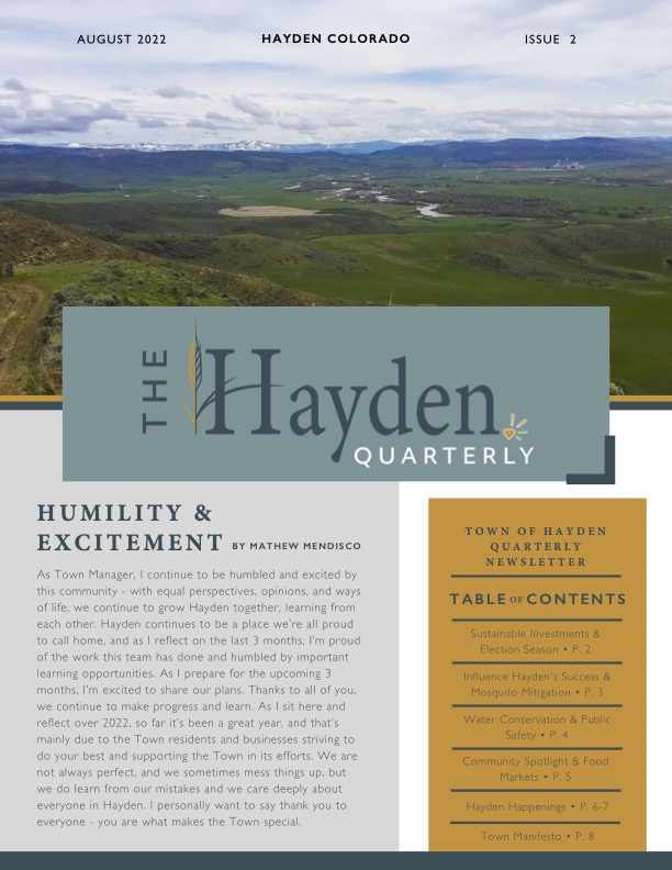 The Hayden Quarterly Newsletter for August 2022